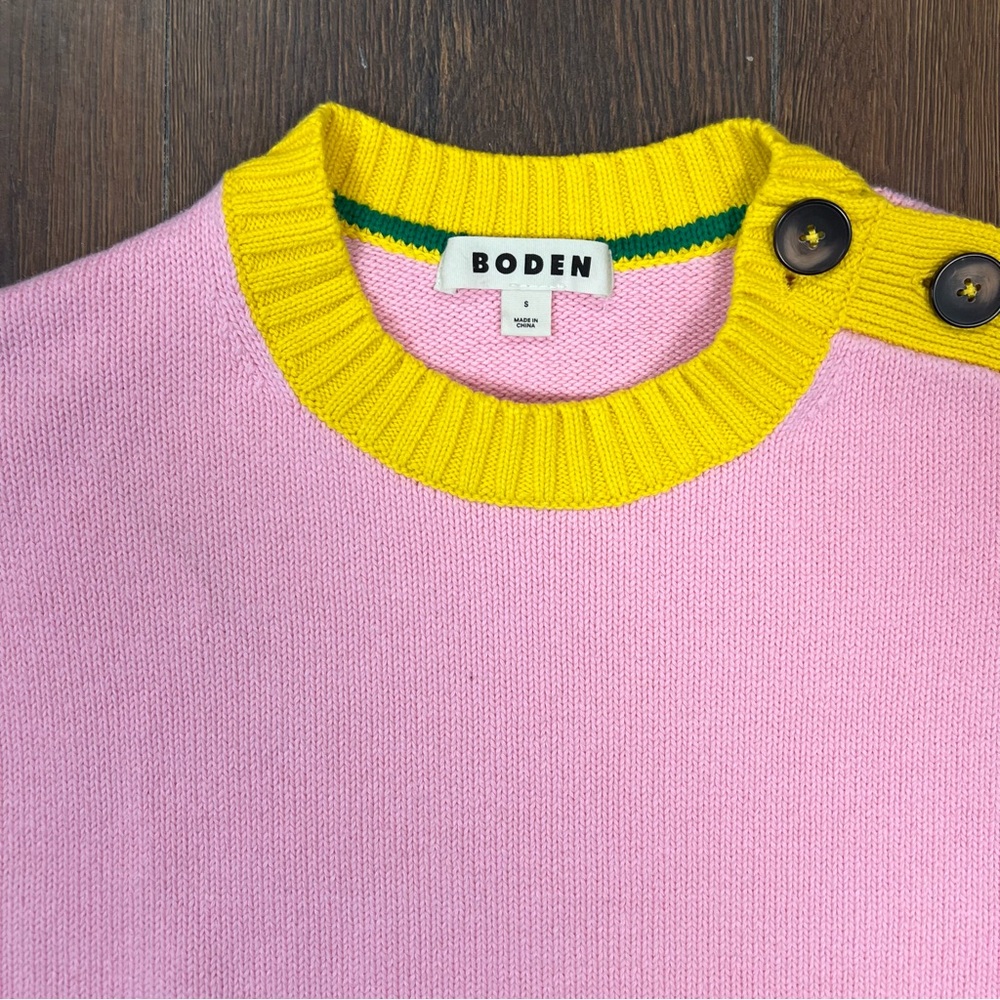 Biden Jenna Colorblock Cotton Pink and Yellow Women's Sweater SZ SM - Picture 4 of 8